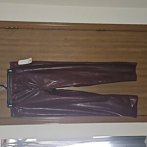 NWT Burgundy Faux Leather Pants